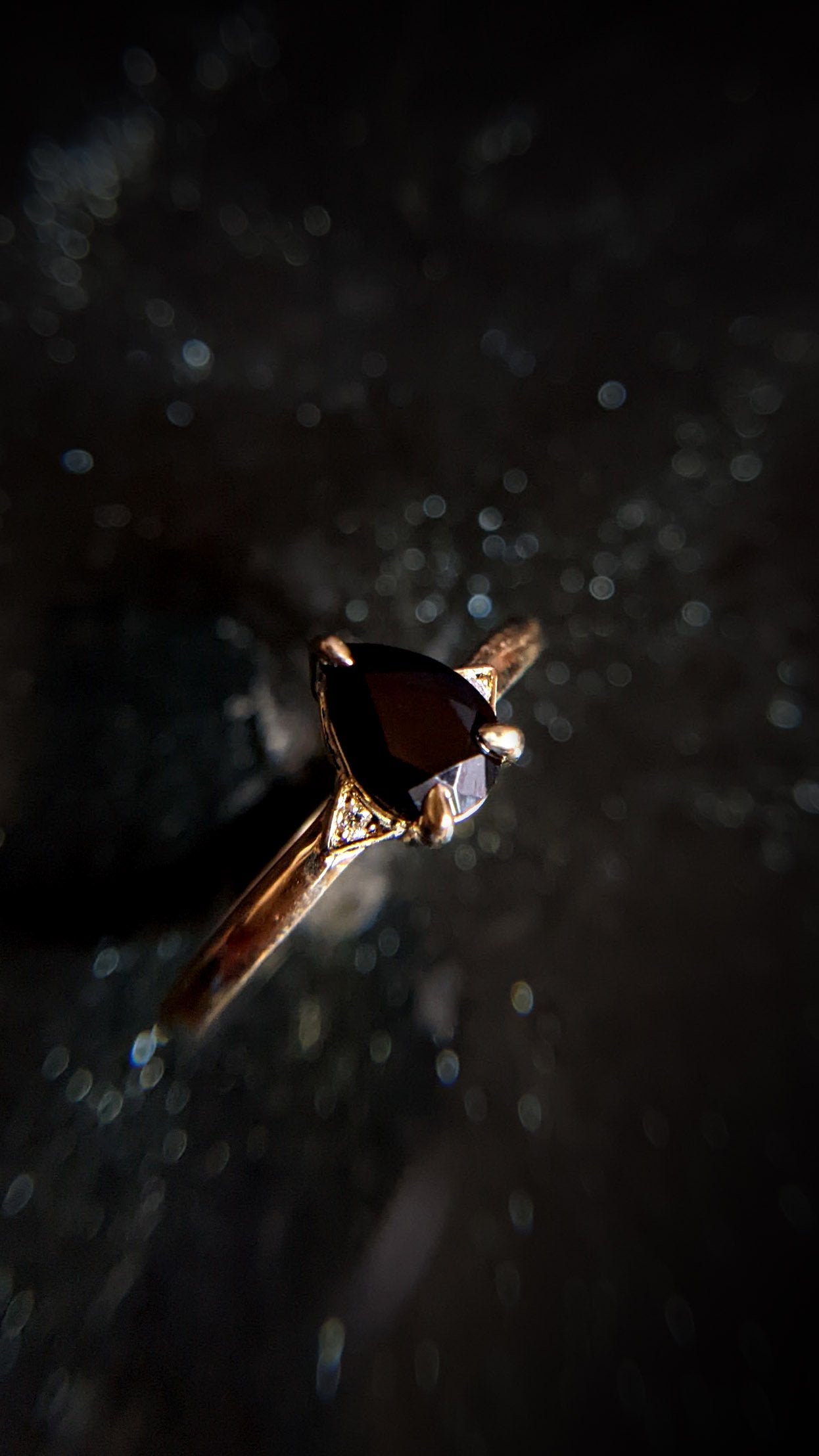 Luna Pear Spinel and Grey Diamond Ring