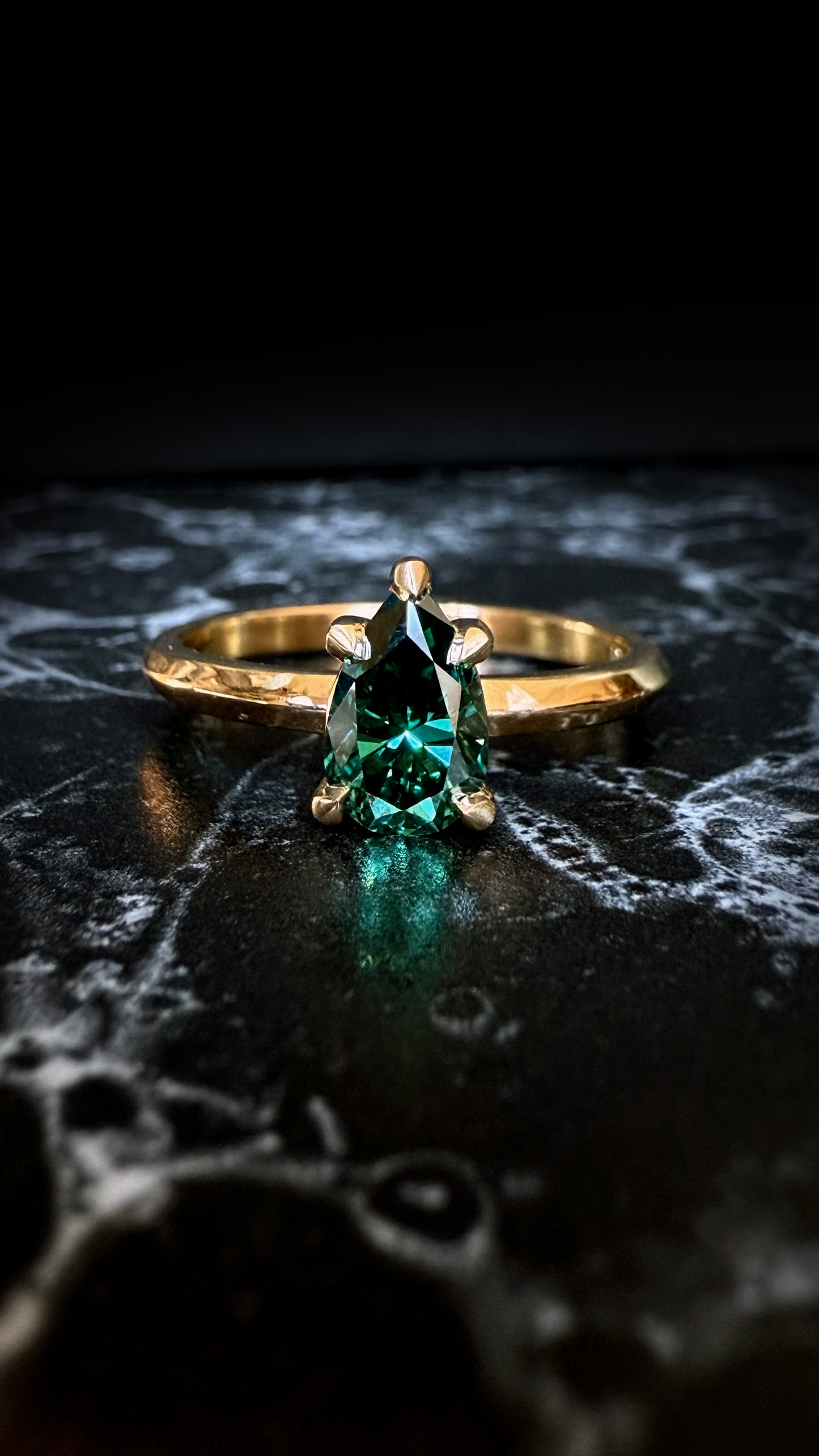 Olenna Pear Green Moissanite Ring
