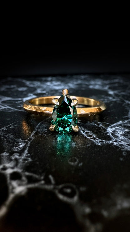Olenna Pear Green Moissanite Ring