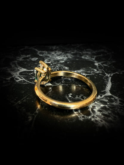 Olenna Pear Green Moissanite Ring