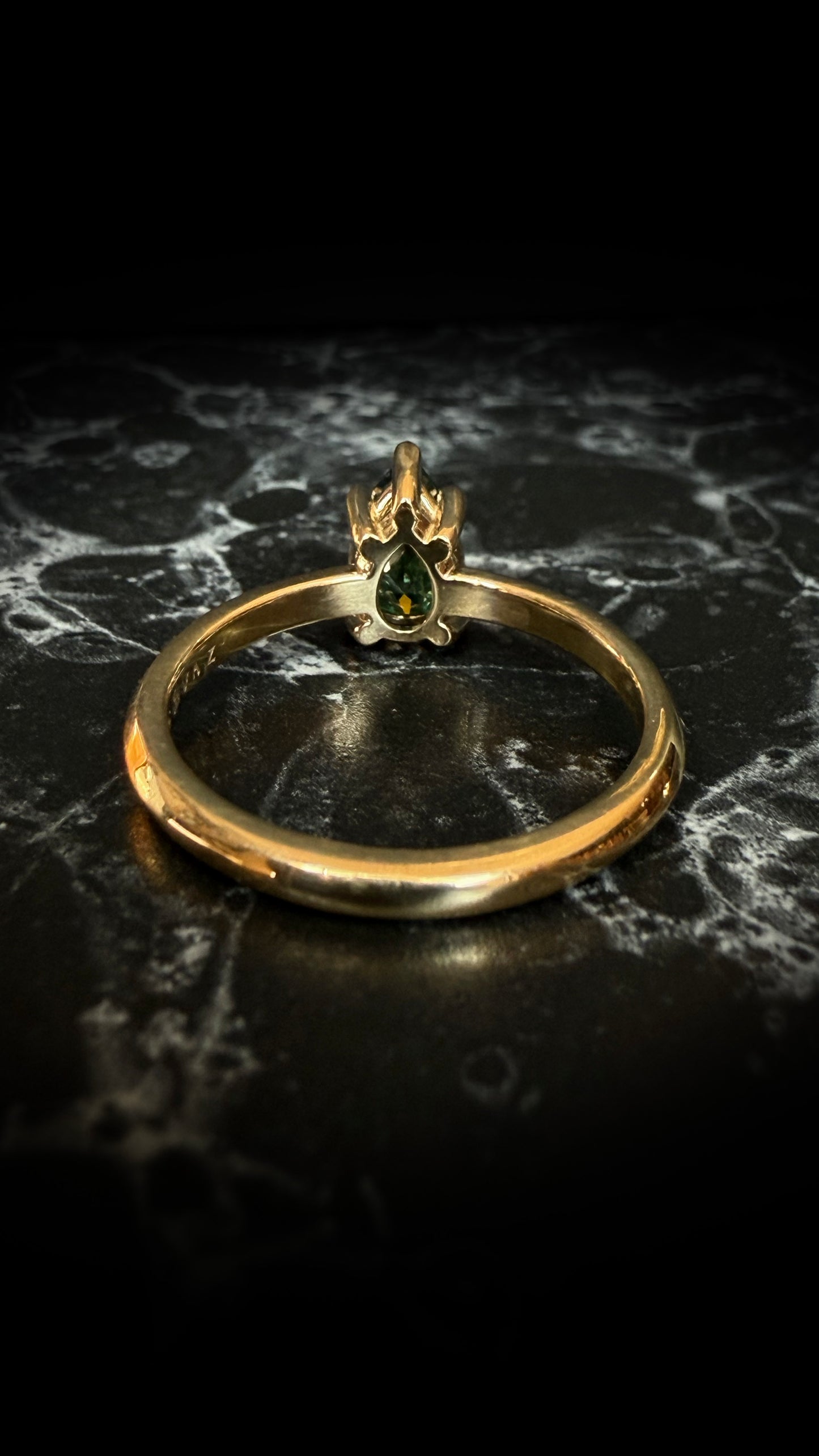 Olenna Pear Green Moissanite Ring