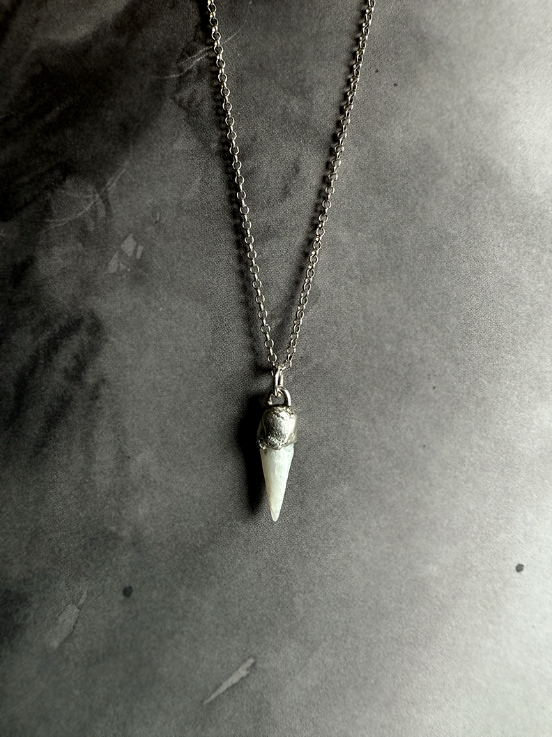 Pearl 'Tooth' Necklace - Silver