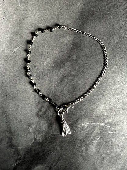 Onyx + Silver Split Tassel Bracelet