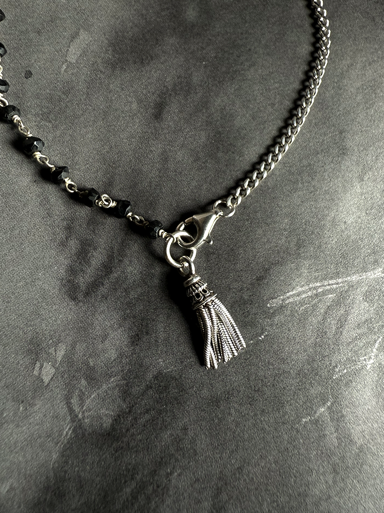 Onyx + Silver Split Tassel Bracelet