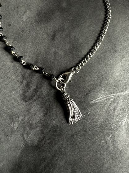 Onyx + Silver Split Tassel Bracelet