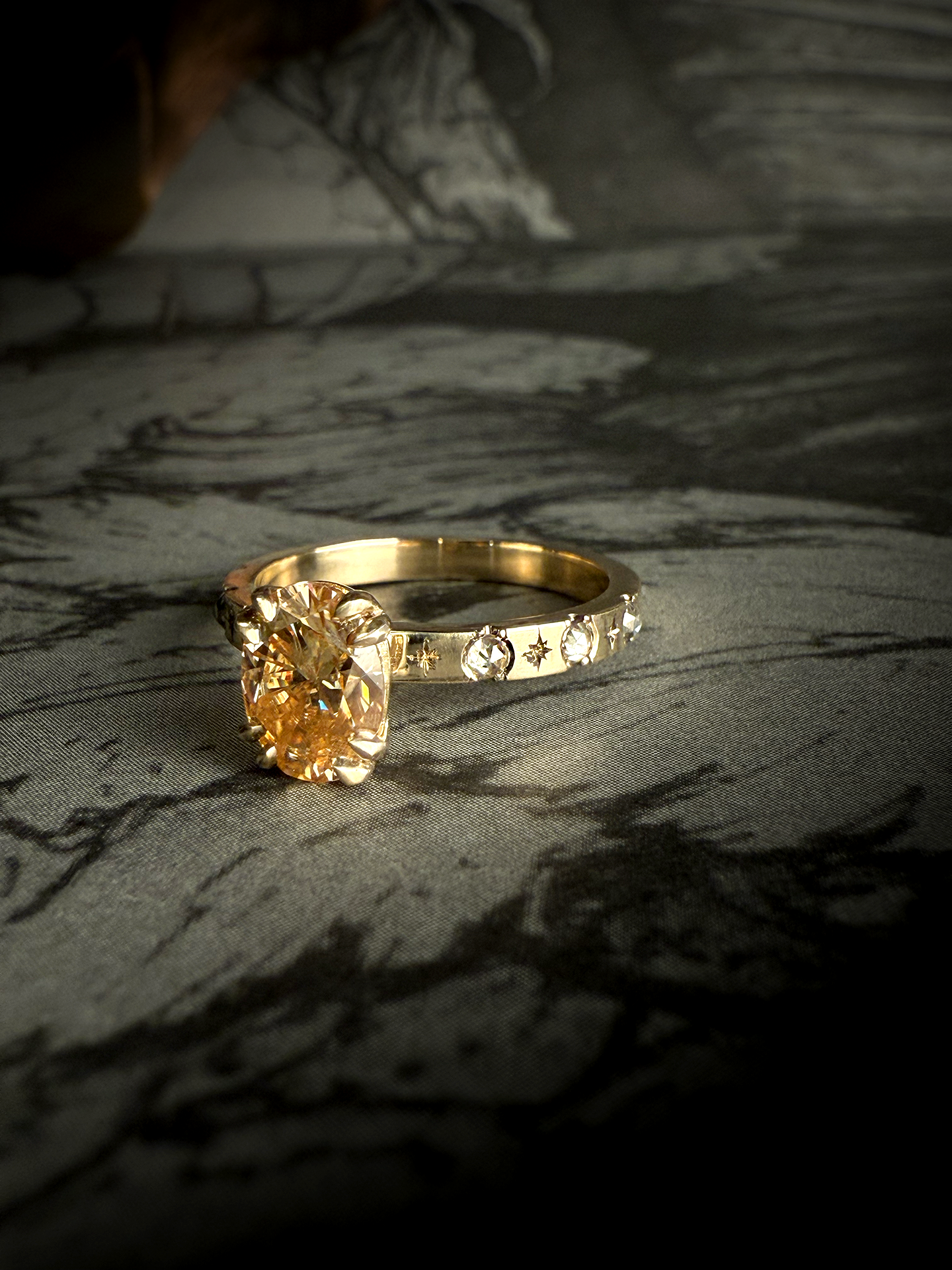 Sybill Oval Champagne Moissanite Ring