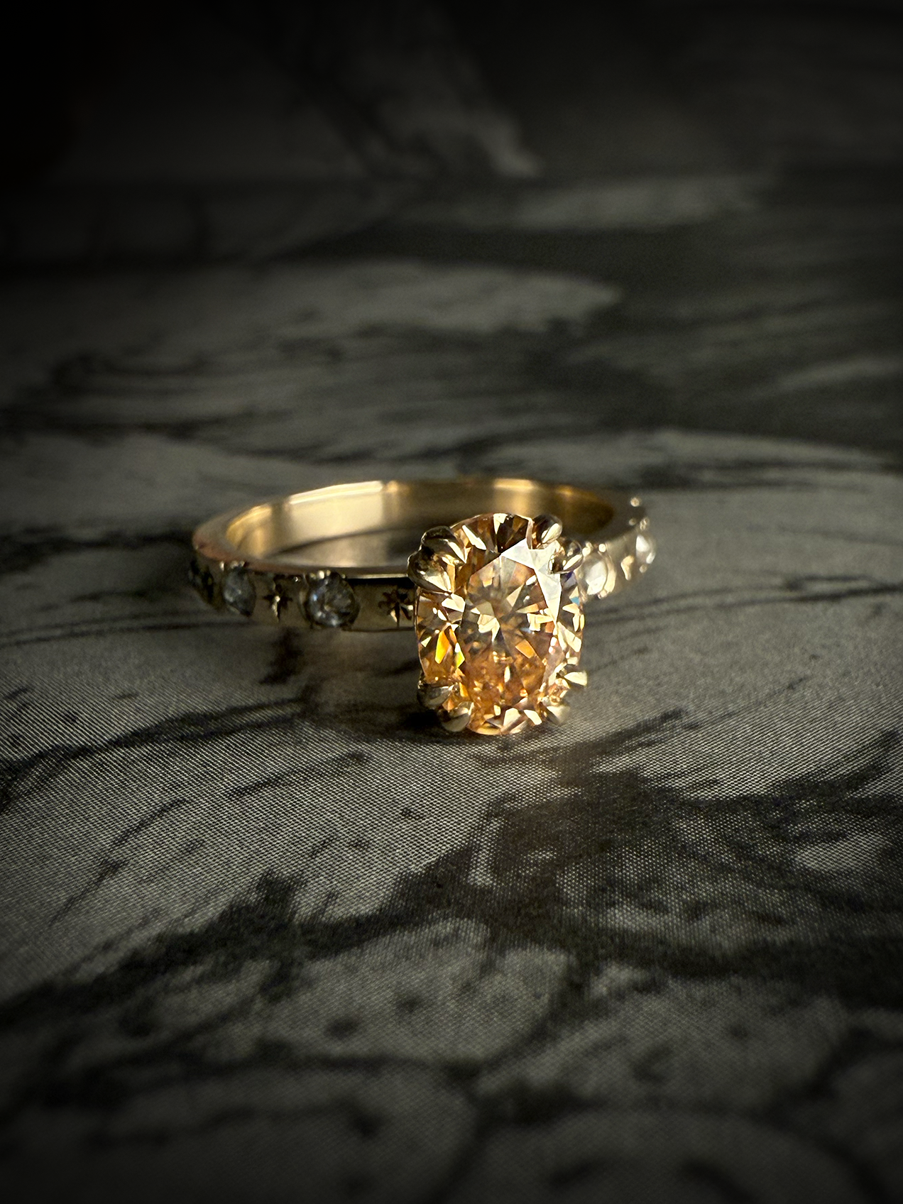 Sybill Oval Champagne Moissanite Ring