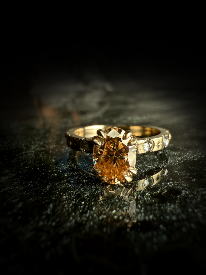 Sybill Oval Champagne Moissanite Ring