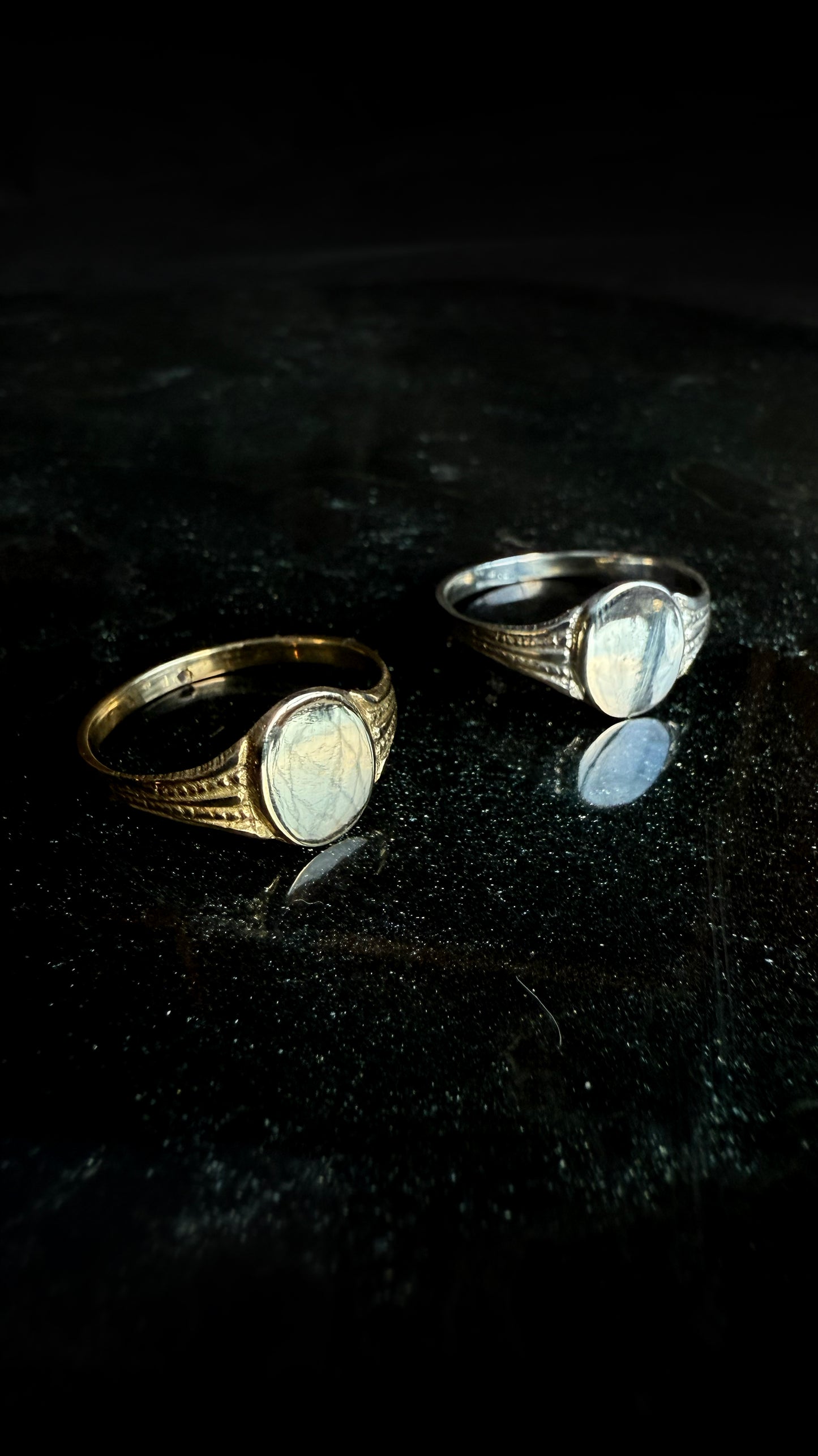 Vintage Style Oval Beaded Signet Ring