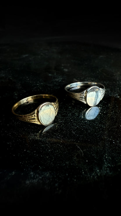 Vintage Style Oval Beaded Signet Ring