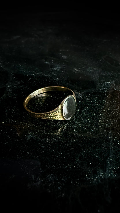 Vintage Style Oval Beaded Signet Ring